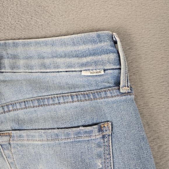 Mother Undone Hem Looker Crop Jeans Women's 24 Blue Denim Distressed Frayed Hem - Picture 8 of 13